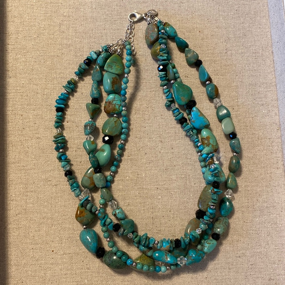 Stunning four strand real Turquoise necklace by Silpada Designs.